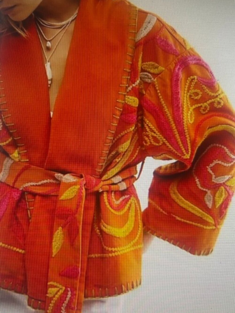Free People x Nori Embroidered Belted Relaxed Festive Combo Kimono Jacket NWT
